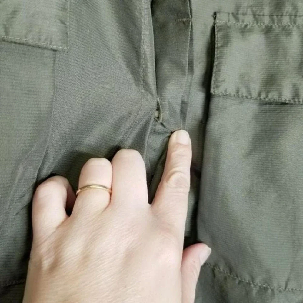 Levi's Silvertab Nylon Shirt Long Sleeve Camp Work Windbreaker Fishing Green‎ XL - Picture 3 of 8